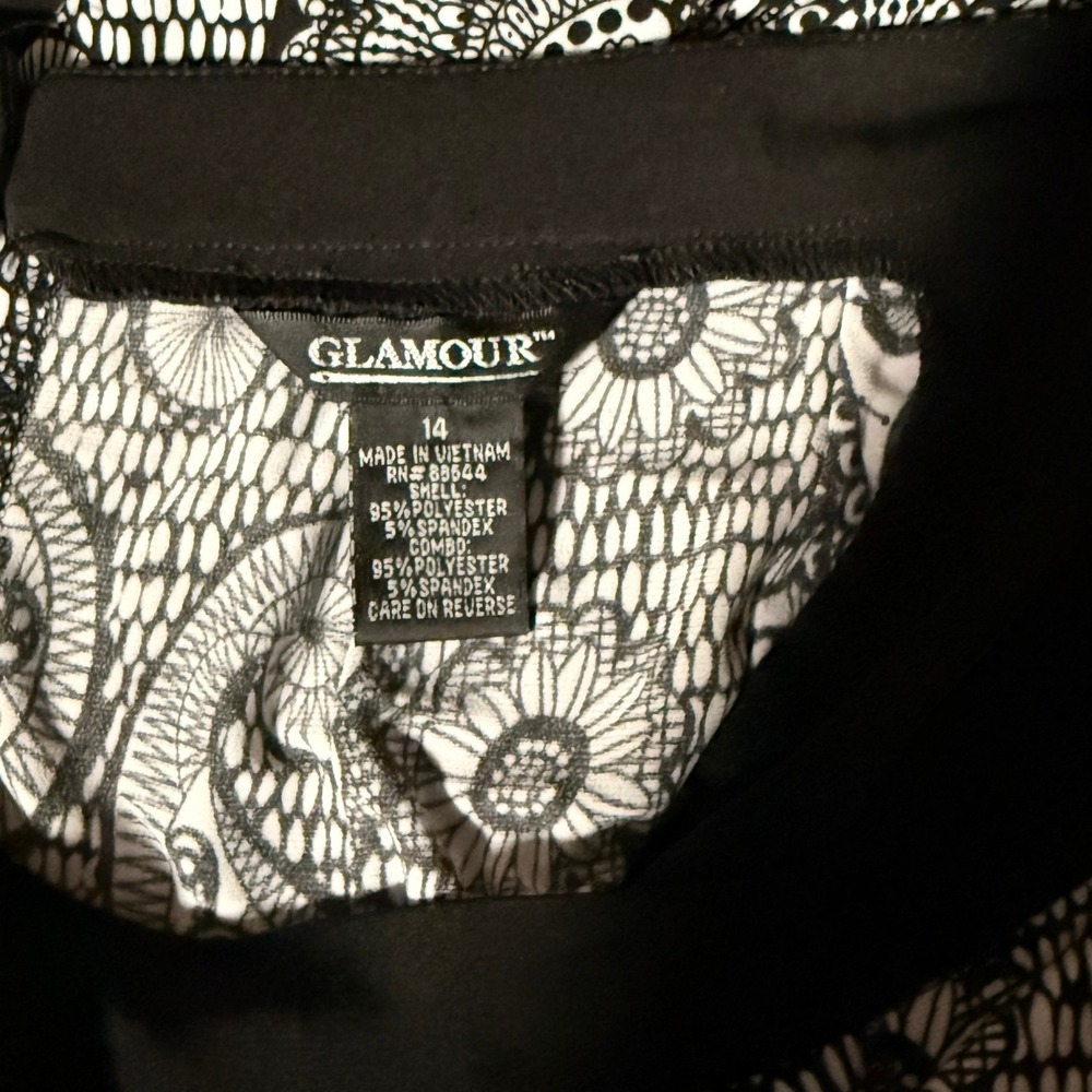 Glamour Womens Black White Paisley Floral Lace Print Fit Flare Midi Dress 14 - Picture 3 of 3